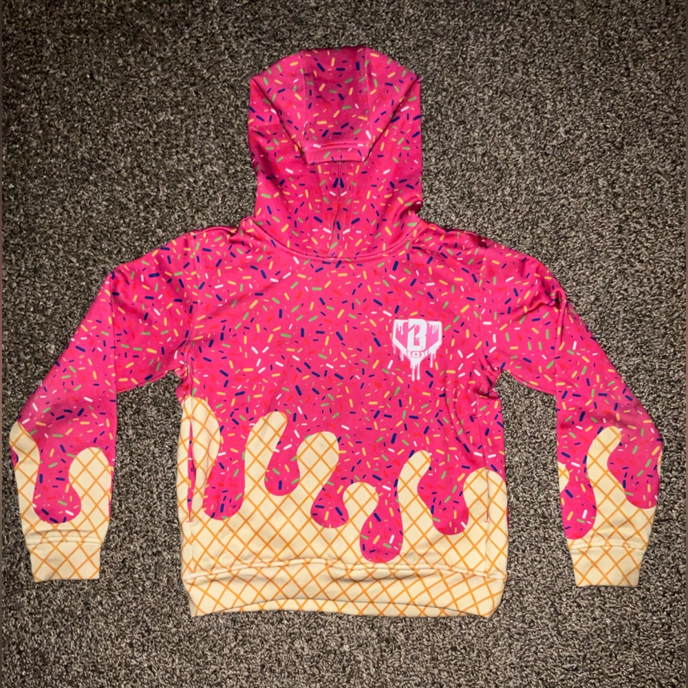Kids Pink Ice Cream Drip Hoodie Sweatshirt